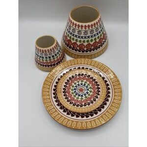 Yankee Candle set of 2 Shade Topper & Plate Fall Harvest Pumpkin & Acorn Lg & Sm